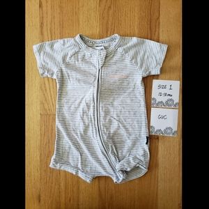 Bonds Australia Grey White Stripe Wondersuit Romper